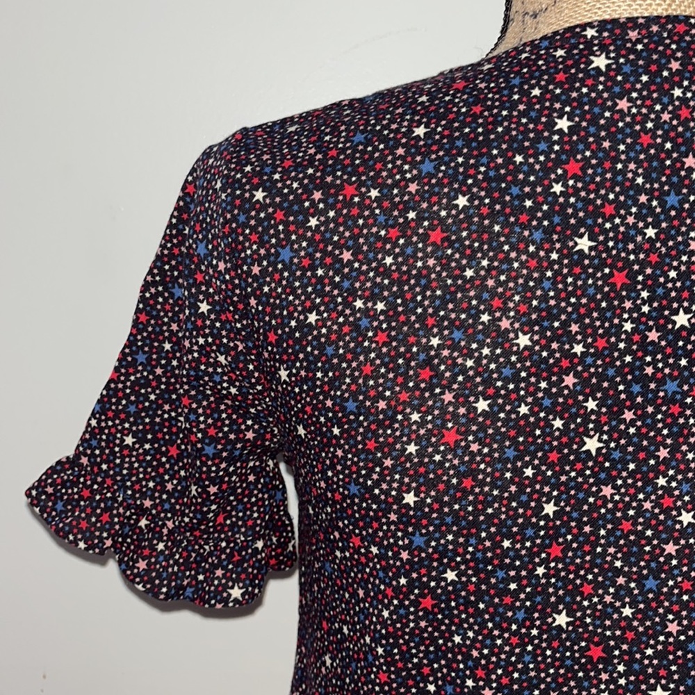 Madewell Ruffled Printed Blouse Top - Picture 8 of 10